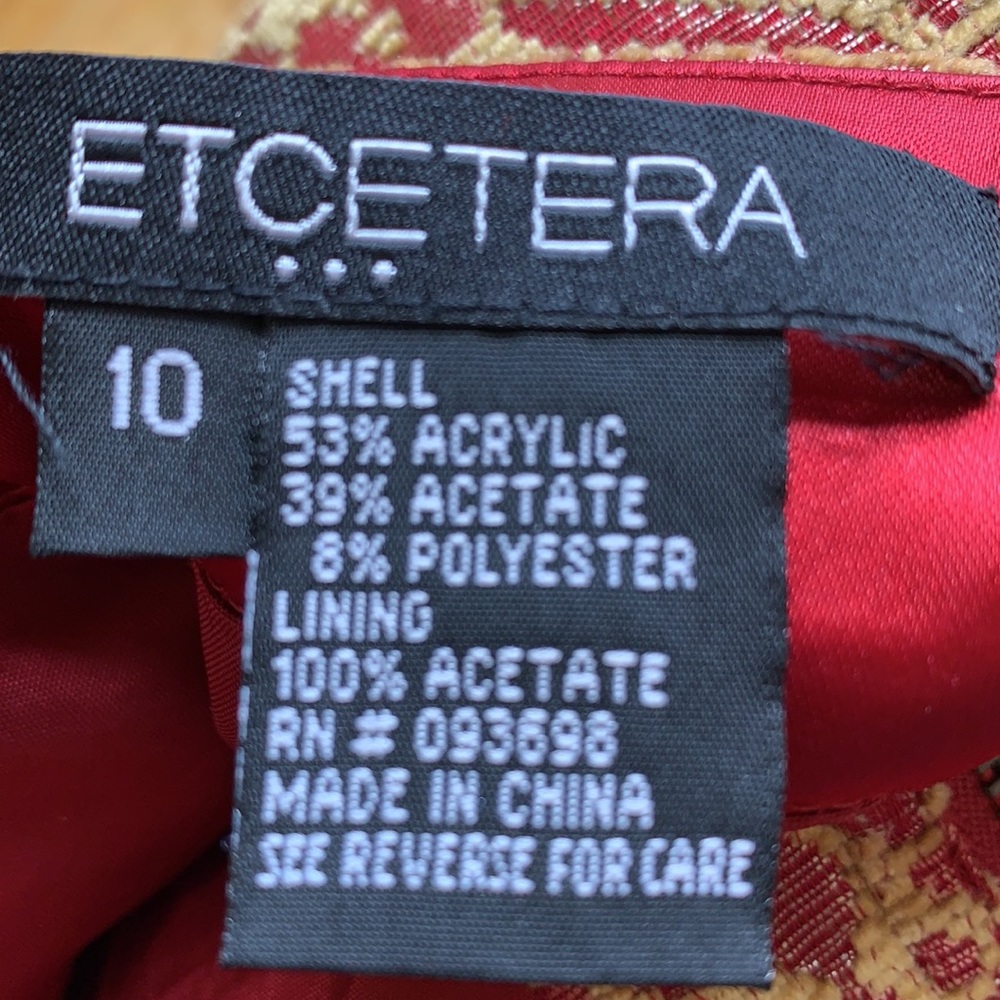 Etcetera Fully Lined Boho Red/Gold Embroidered/Zip - image 6